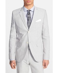 Topman Grey Skinny Fit Oxford Suit Jacket