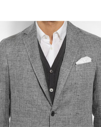 Richard James Grey Spirit Slim Fit Unstructured Cotton And Linen Blend Blazer