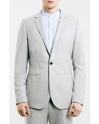 Topman Light Grey Skinny Fit One Button Suit Jacket