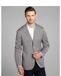 Canali Light Grey Stretch Wool Lightweight Two Button Blazer