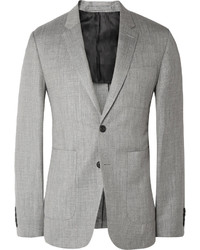 Burberry London Grey Slim Fit Herringbone Wool Silk And Linen Blend Blazer
