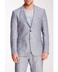 Moods of Norway Oluf Grey Pinstriped Two Button Notch Lapel Linen Blazer