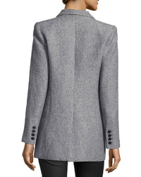 Smythe One Button Long Sleeve Blazer Gray Tweed
