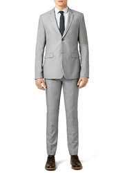 Topman Skinny Fit Textured Grey Suit Jacket
