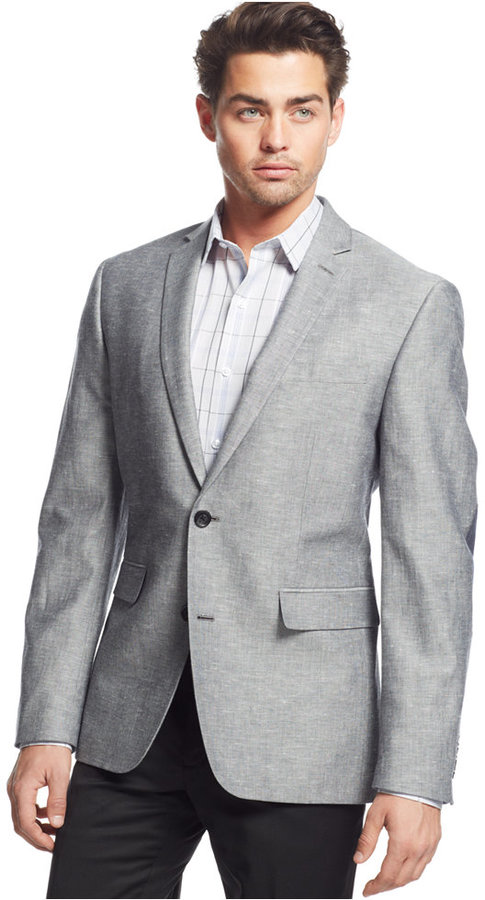 Bar III Slim Fit Light Grey Elbow Patch Sport Coat | Where to buy ...