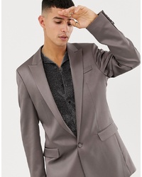 ASOS DESIGN Slim Suit Jacket In High Shine Gunmetal Sa, $32, Asos