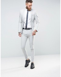 Asos Super Skinny Suit Jacket In Light Gray