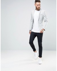 Asos Super Skinny Suit Jacket In Light Gray