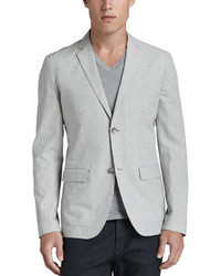 Theory Two Button Seersucker Jacket Gray