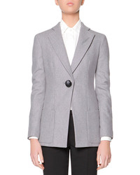 Giorgio Armani Wool Flannel One Button Jacket Gray