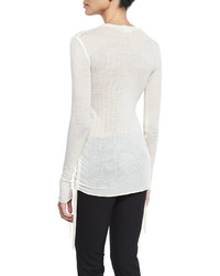 Helmut Lang Fine Wool Ruched Jersey Top Creme