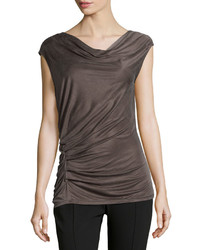 Halston Heritage Ruched Cap Sleeve Top Lead