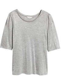 H&M Jersey Top With Puff Sleeves
