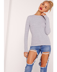 Missguided Tall Grey Crew Neck Ribbed Top