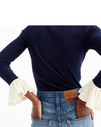 J.Crew Ribbed Bell Sleeve Top