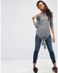 Asos Top With Knot Detail In Chunky Rib