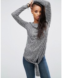 Asos Top With Knot Detail In Chunky Rib