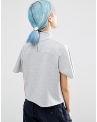 Asos White Funnel Neck Top With Frill Detail