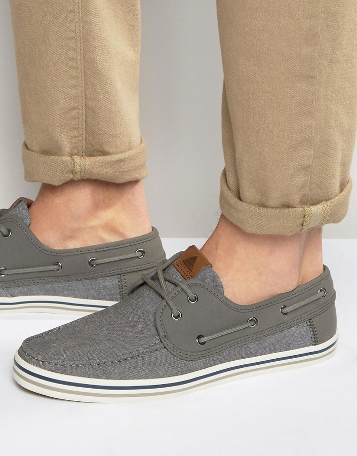 grey boat shoes