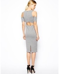 Asos Bodycon Dress In Rib With Cut Out Back
