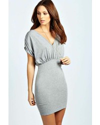 Boohoo Carrie V Neck Bagged Over Bodycon Dress