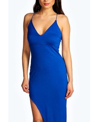 Boohoo Claire Strappy Plunge Neck Asymetric Dress