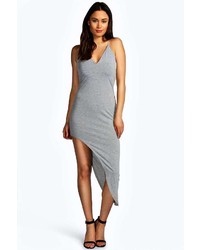 Boohoo Claire Strappy Plunge Neck Asymetric Dress