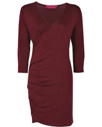 Boohoo Isobel Marl Fine Knit Wrap Rouched Bodycon Dress