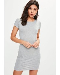 Missguided Grey Marl Cap Sleeve Bodycon Mini Dress