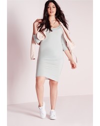 Missguided Plus Size Midi Long Sleeve Dress Ice Grey