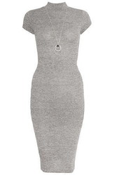 Quiz Grey Knit Necklace Bodycon Dress