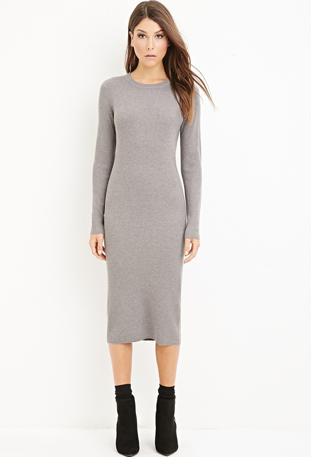 grey knit midi dress
