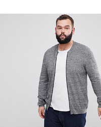 ASOS DESIGN Asos Plus Knitted Cotton Bomber In Grey Twist