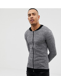 ASOS DESIGN Asos Tall Knitted Cotton Bomber With S In Grey Twist