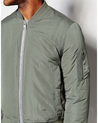 Asos Brand Bomber Jacket With Ma1 Pocket In Light Khaki
