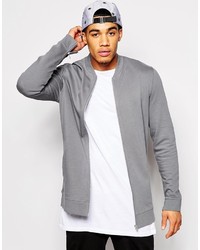 Asos Brand Longline Bomber With Cuff Zips
