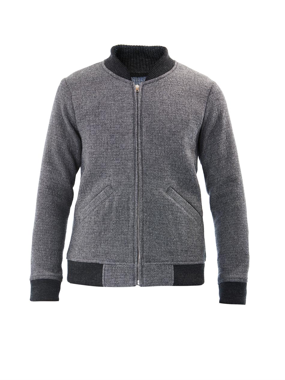 men's grey wool bomber jacket