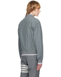 Thom Browne Gray Contrast Bomber Jacket