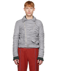 TheOpen Product Gray Ruched Bomber Jacket
