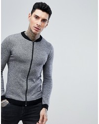 ASOS DESIGN Knitted Bomber In Grey Twist