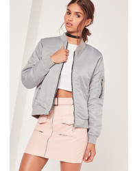 Missguided Soft Touch Bomber Jacket Grey