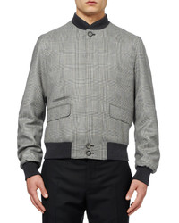 Alexander McQueen Prince Of Wales Check Cashmere Bomber Jacket