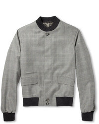 Alexander McQueen Prince Of Wales Check Cashmere Bomber Jacket