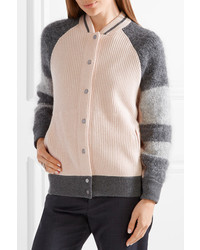 Brunello Cucinelli Ribbed Cashmere And Mohair Blend Bomber Jacket Blush