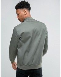 Asos Tall Cotton Bomber Jacket With Sleeve Zip In Khaki