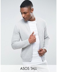 Asos Tall Textured Bomber Jacket In Pale Gray