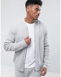 Asos Textured Bomber Jacket In Pale Gray