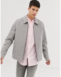 ASOS DESIGN Zip Through Jacket In Grey Check