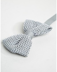 Asos Brand Wedding Knitted Bow Tie In Gray