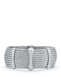 Alor 10 Row Cable Cuff Bracelet W Pave Diamond Stations Gray
